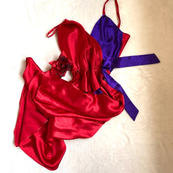 Vintage 80s Gold Label Victoria’s Secret red & purple Dress - Picture 5 of 16